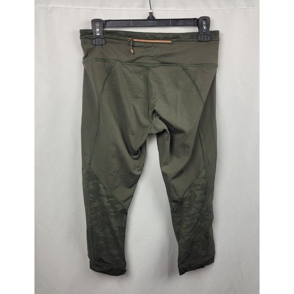 Lululemon Run for  Your Life Women's Leggings Crop Size 6 Green Mesh Rushed Camo - Picture 5 of 8